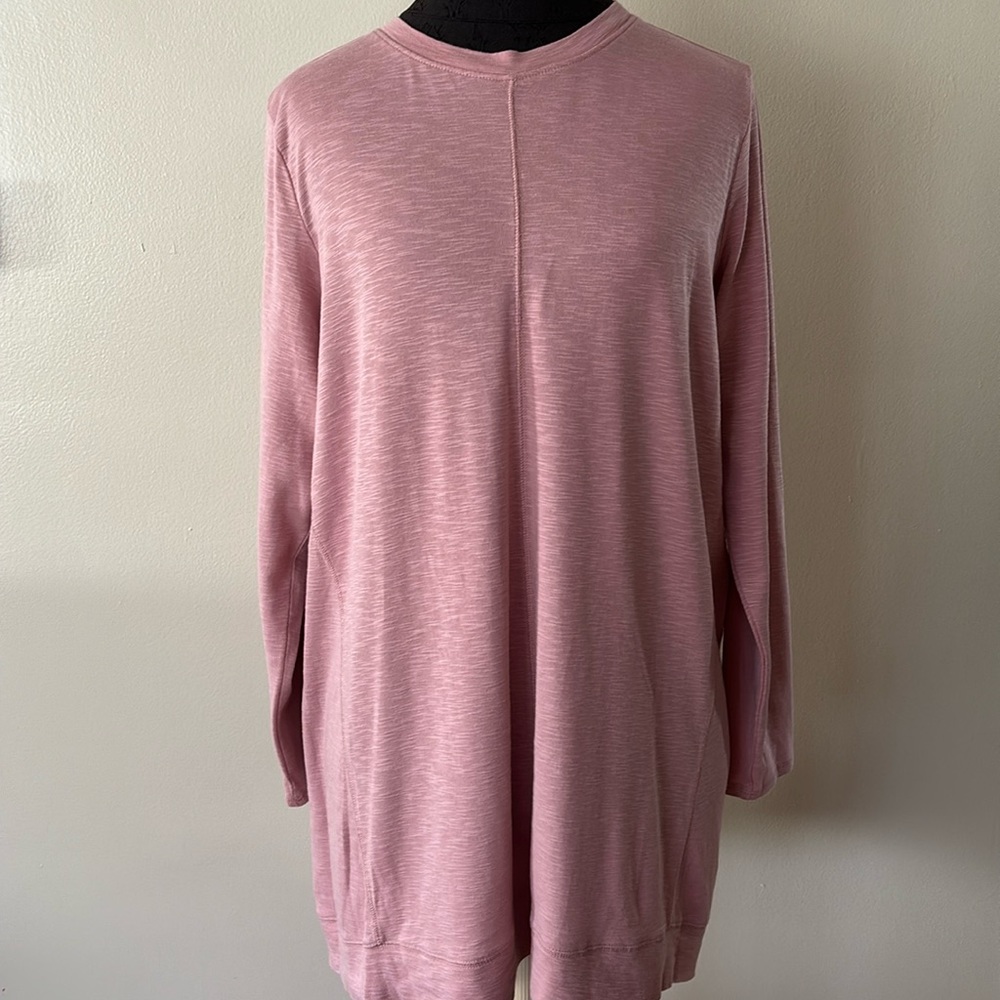 J. Jill Pima Elliptical Tunic Sz L Rose Pink Cotton Knit